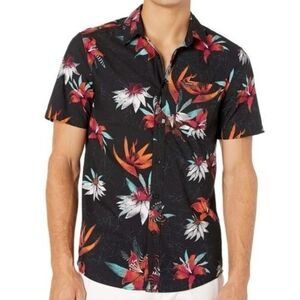 VOLCOM SHIRT FLORAL MODERN FIT VERANO STONE BLACK, SIZE SMALL